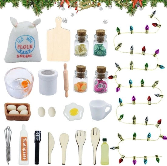 Accessori per Kabouter 27 pezzi - Servizio Miniature - Kabouter di Natale - Decorazione Fai da Te - Sostenibile - Esperienza di Gioco Creativo - Accessori Miniature