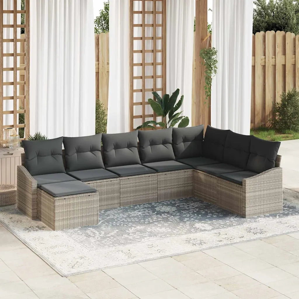 Set di divani con cuscino 8 pcs Grigio chiaro polyrattan 3346842