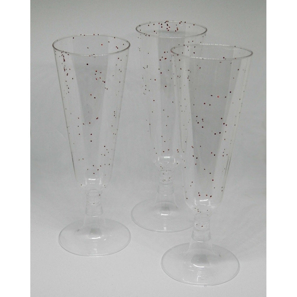 Trade Shop - 6 Flute Bicchieri Plastica Trasparenti Calice Spumante Champagne Feste Natale -
