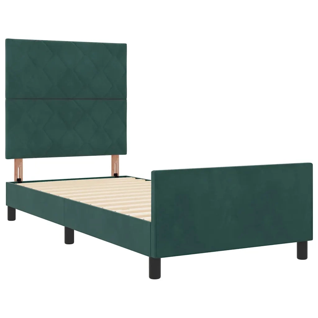 Letto a molle con testiera Verde Scuro 90 x 190 cm Velluto 3344978