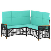 Set di Divani Recliner da Giardino | Set Salotto da Giardino Regolabile Nero e Turchese