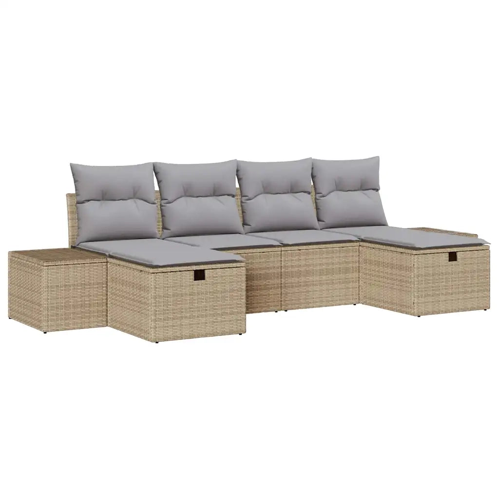 Set Divano da Giardino con cuscino 6 pcs Beige polyrattan 3360751