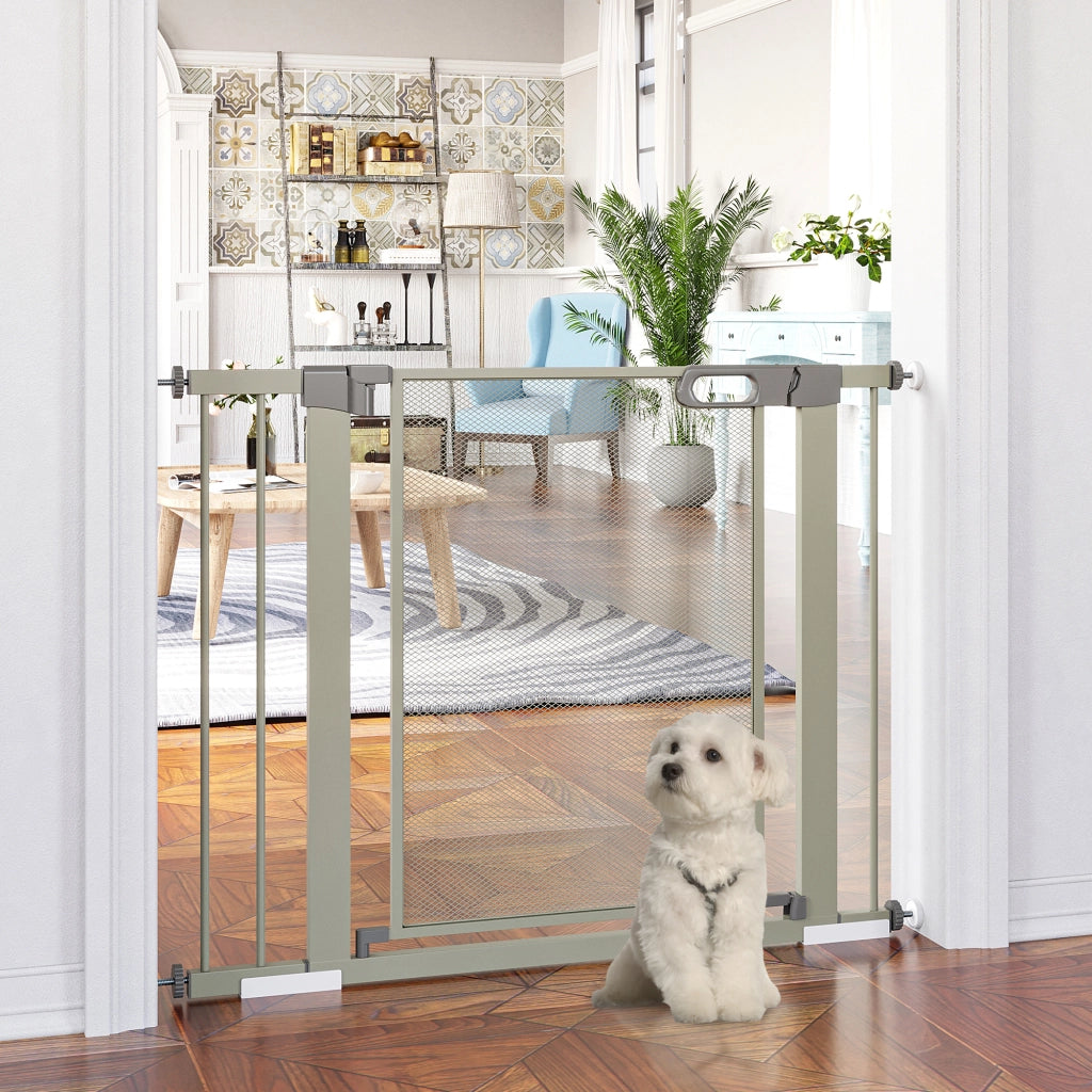 Cancellino per Cani Estensibile a Pressione con Chiusura Automatica, 75-103x76 cm, Grigio