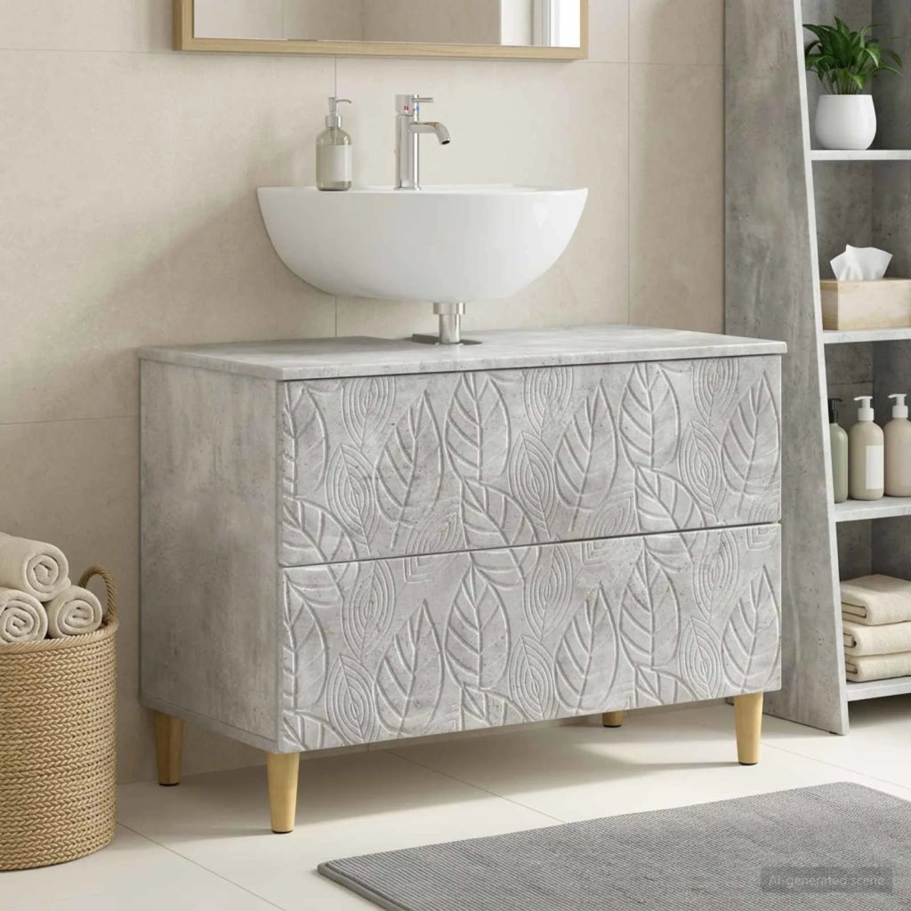 Armadio per Lavabo da Bagno DELFT Grigio Cemento 897018