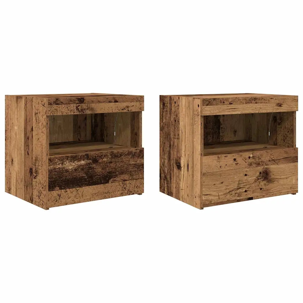 Set di 2 Comodini | Armadio da Notte | Mobiletto da notte Legno vecchio 50 x 40 x 45 cm