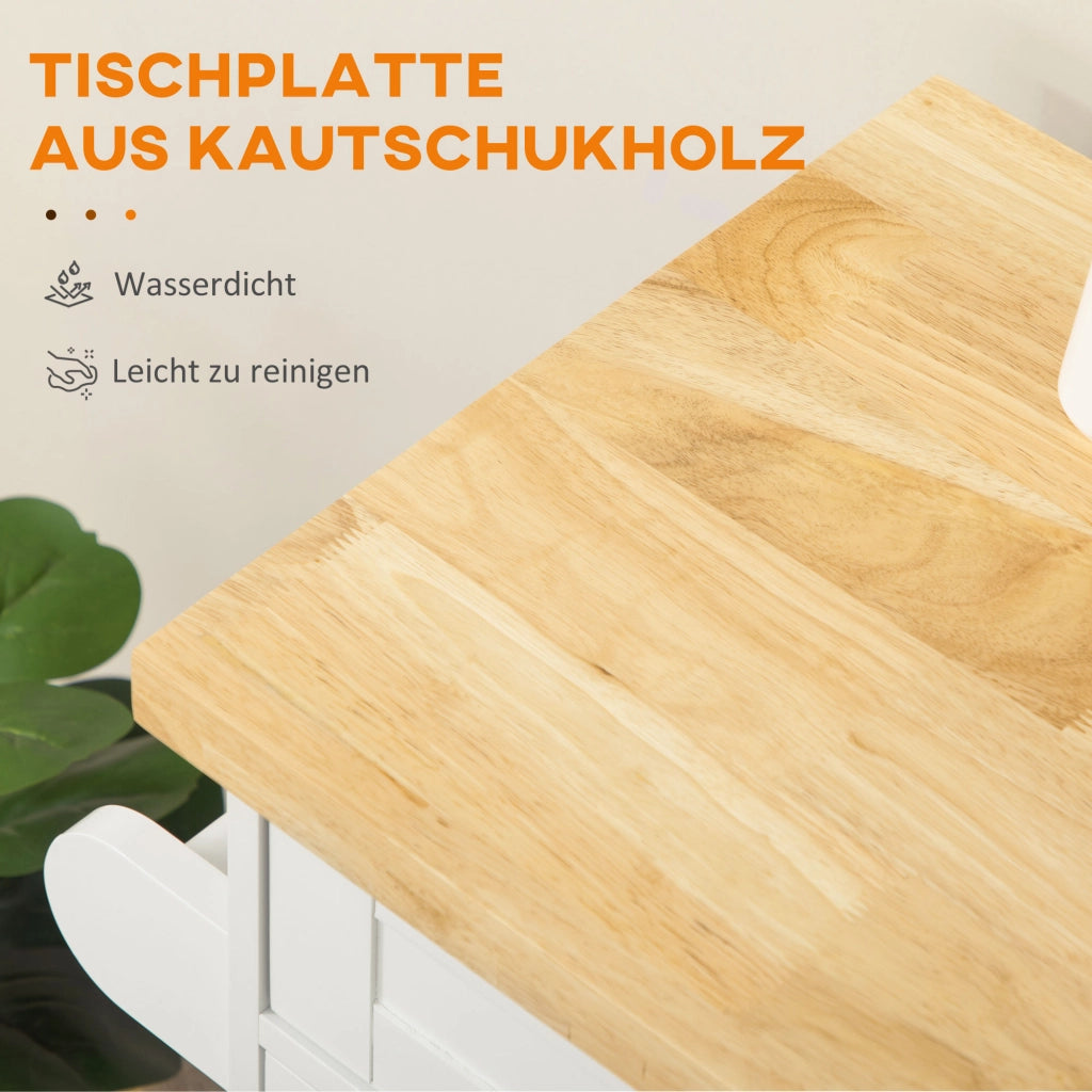 Carrello da cucina con ripiani ¨C Minimal ¨C Bianco 109x40x89