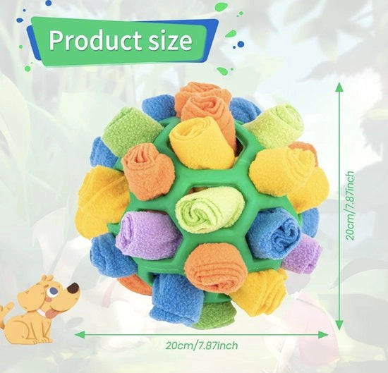 Giocattolo per cani, dispenser di trattamenti per cani, alimentatore a rilascio lento per cani con luce, giocattolo per cani per alleviare lo stress, puzzola per cani con attività di snuffo.