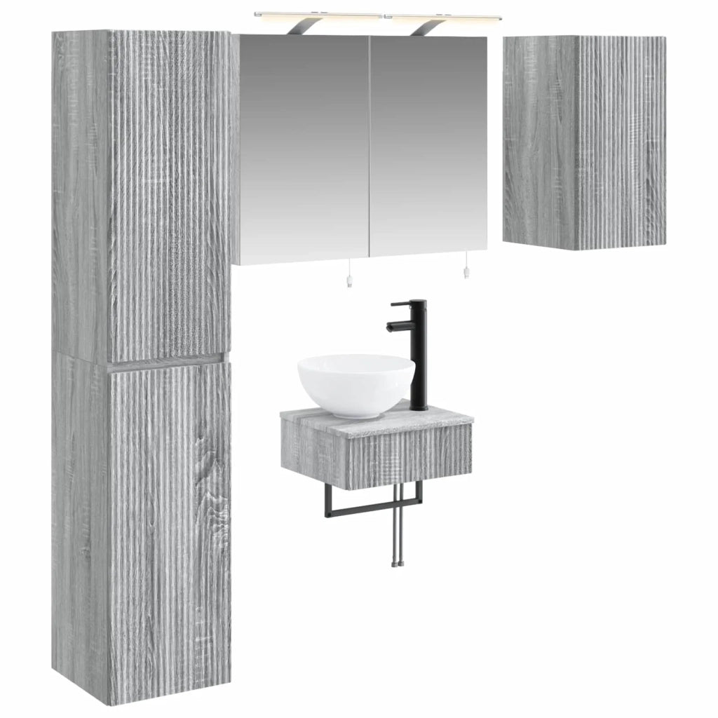 Set di mobili per il bagno 5 pz Sonoma grigio 3407244
