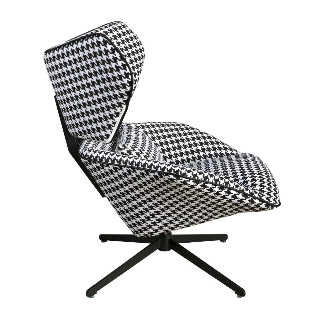 Poltrona girevole in tessuto bianco e nero