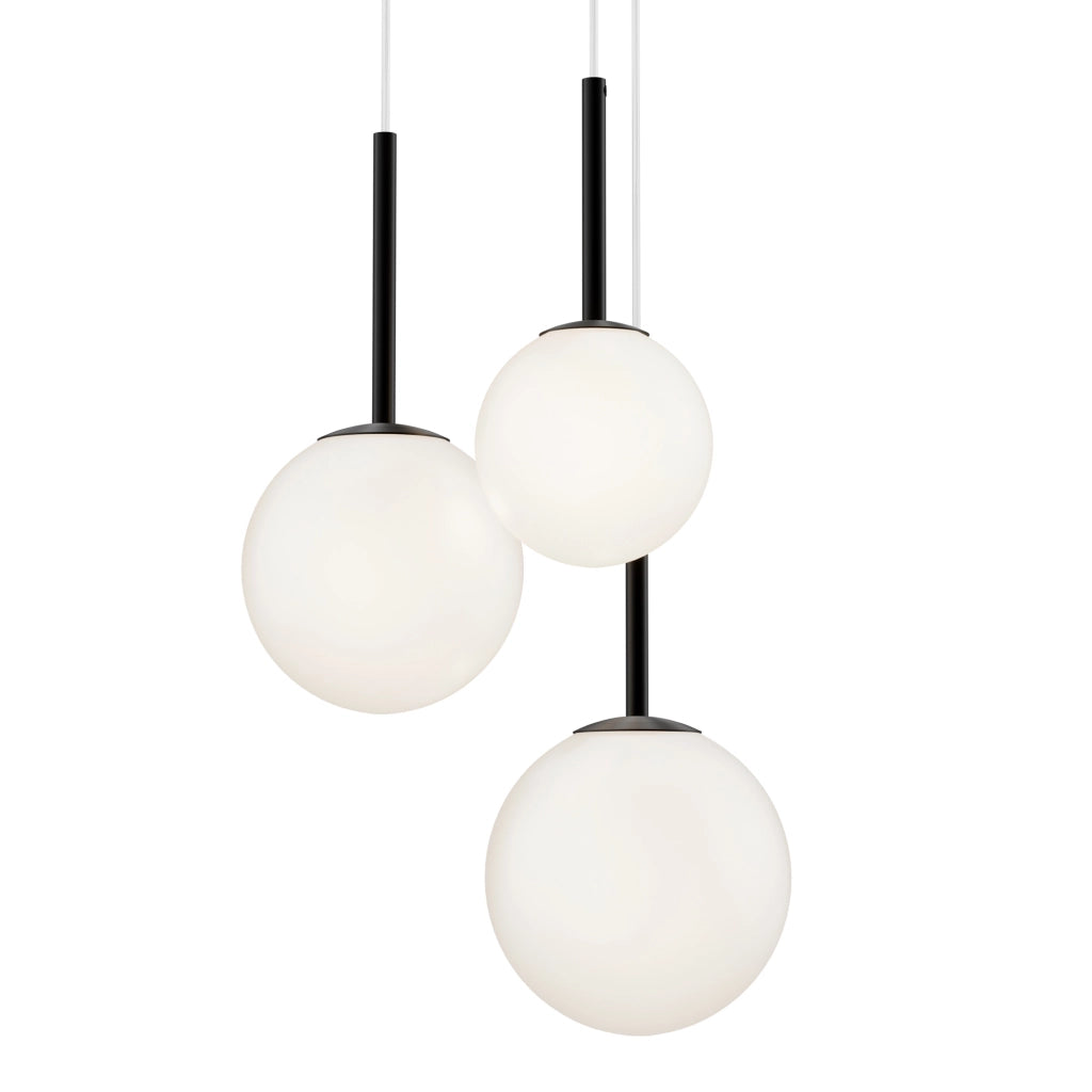 Maytoni Lampadario Minimalista Basic Form 3 luci E14 nero metallo diffusore vetro bianco