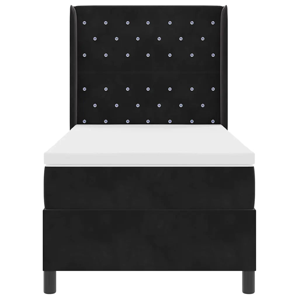 Letto con Box Springs LED e Materasso Nero 90 x 190 cm Velluto 3343792