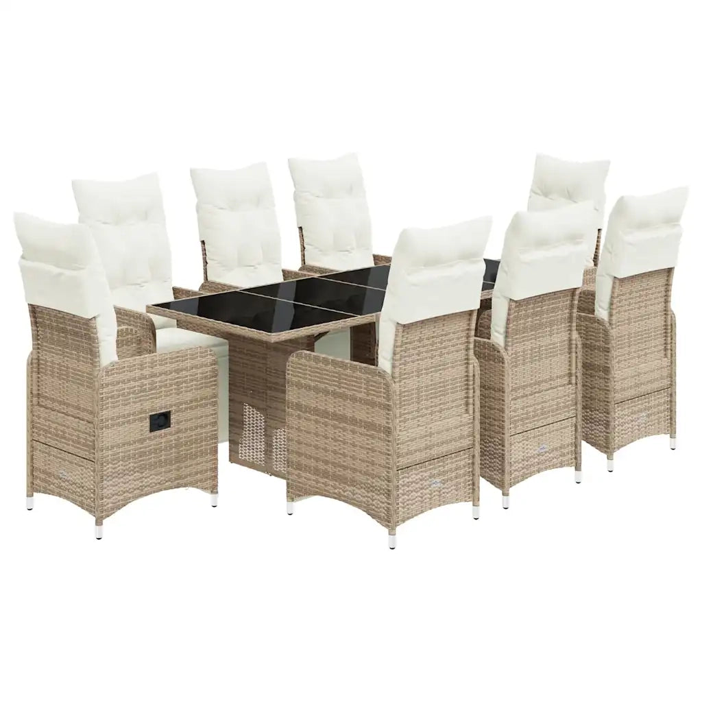 Set Bistrò da Giardino 9 pz con Cuscini in Polyrattan Marrone 3277216