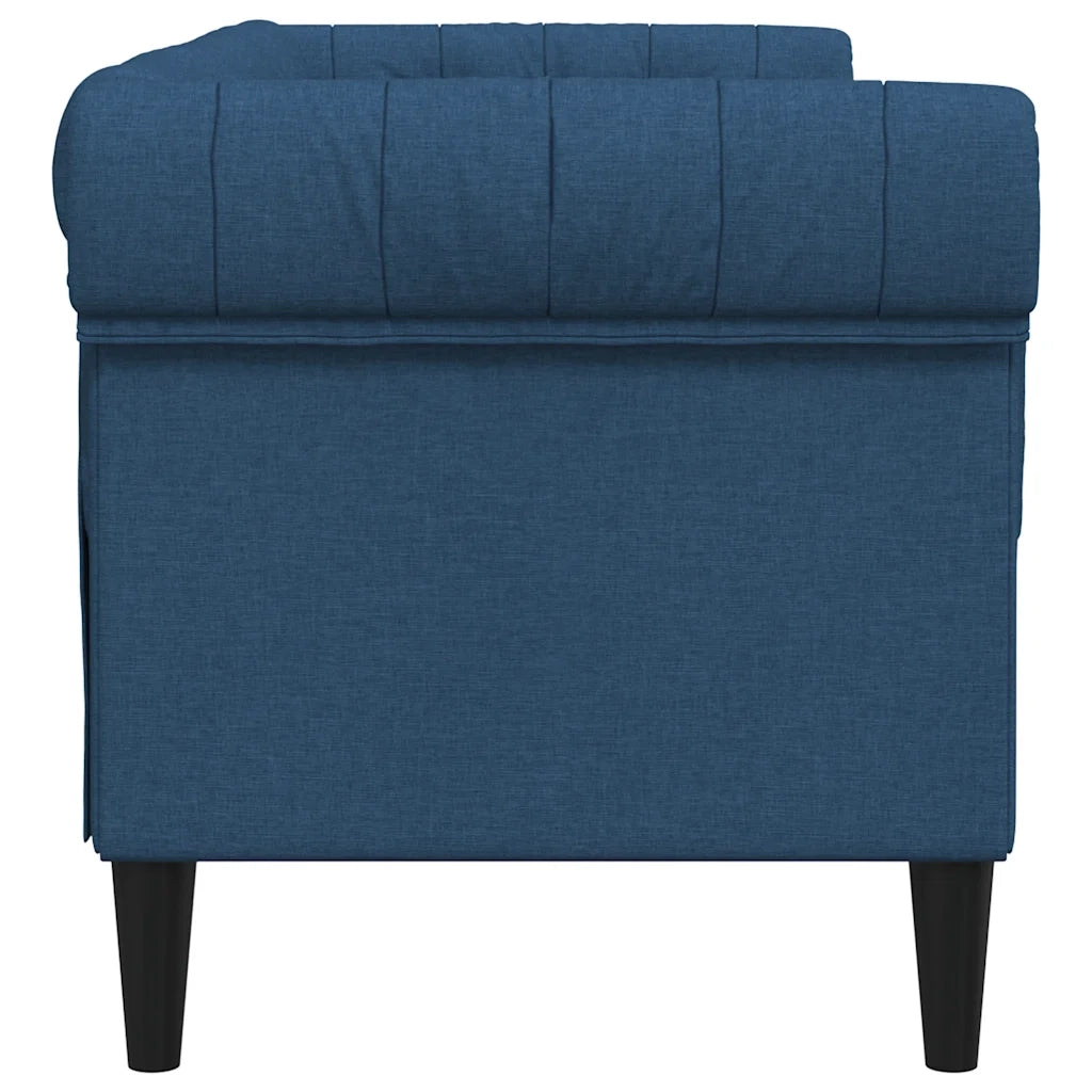 Divano Chesterfield a 2 Posti Blu in Tessuto 372553