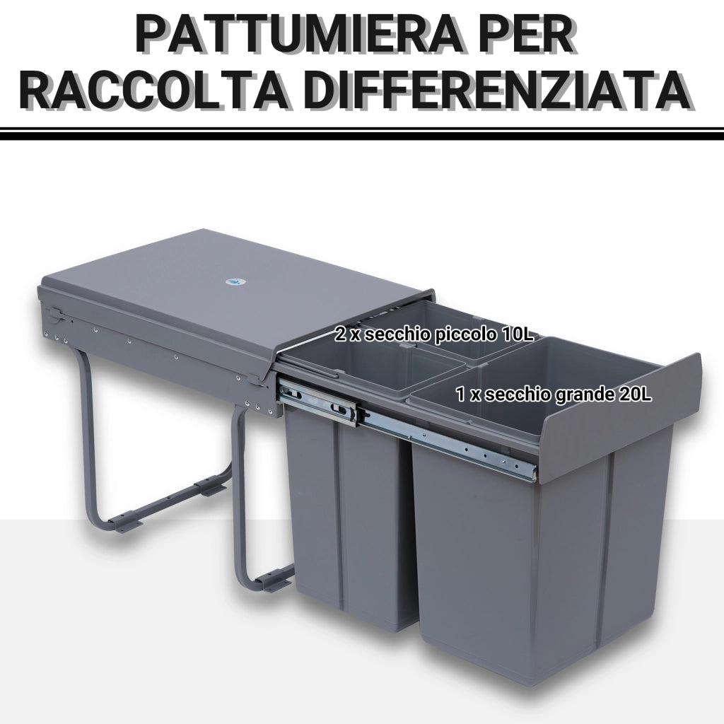 Cestino per Raccolta Differenziata ¨C Minimal ¨C Grigio 48x34.2x41.8 cm