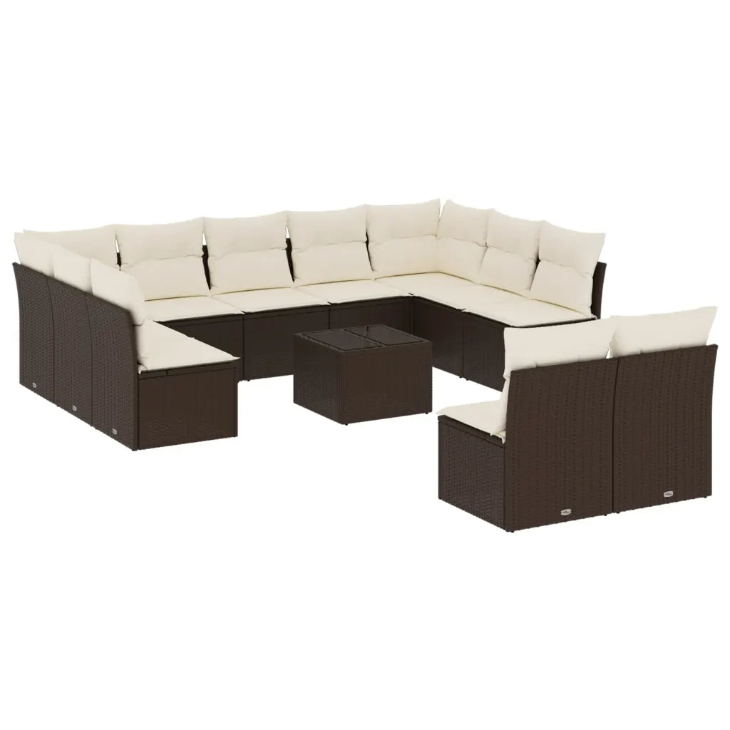 Set Divani da Giardino 12 pz con Cuscini Marrone in Polyrattan 3218363