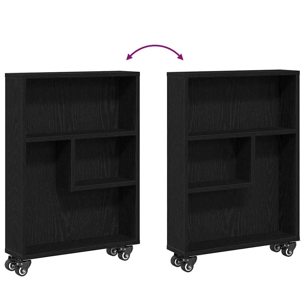 Carrello di Stoccaggio Stretto Rovere Nero 48 x 13 x 68 cm 868090