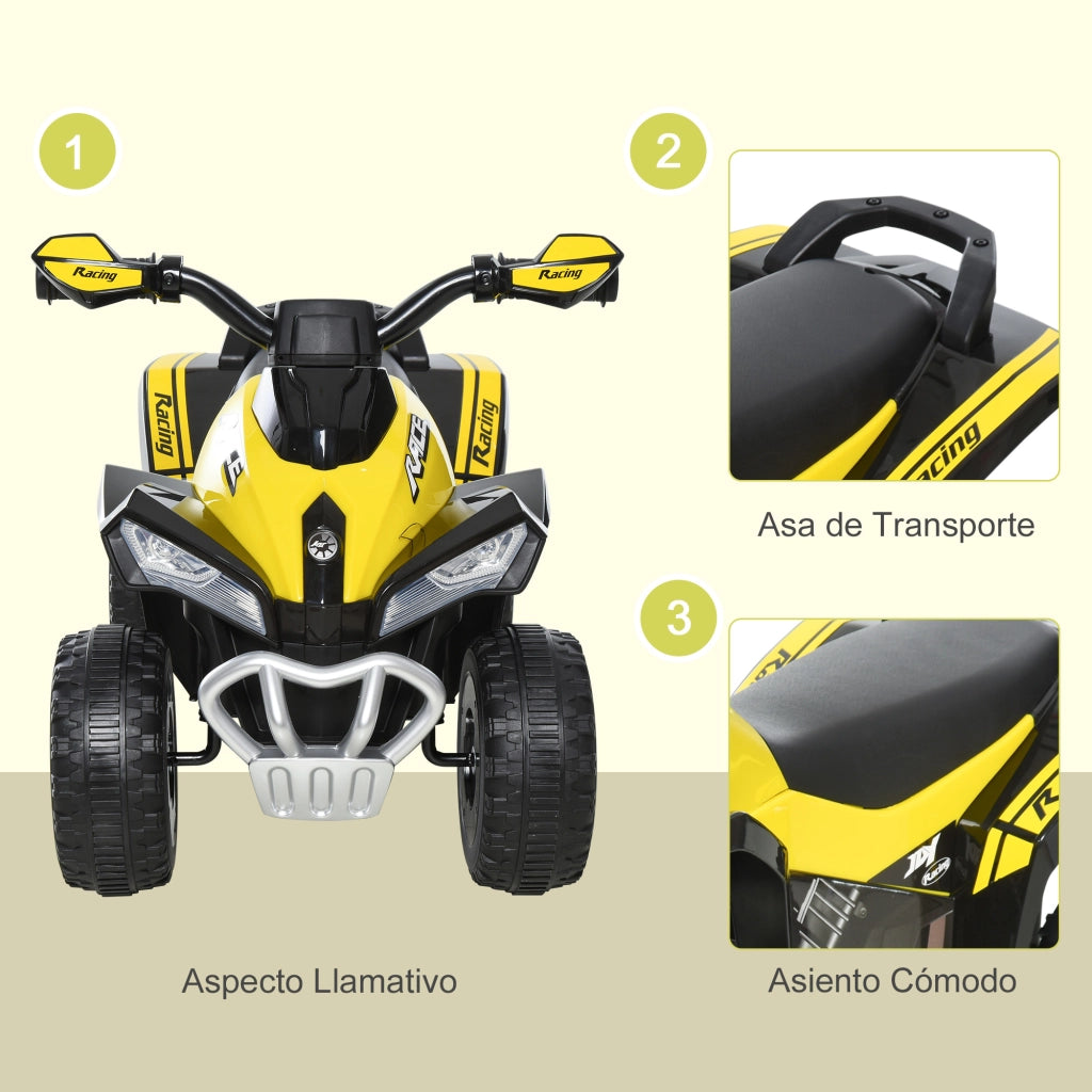 Quad 4 Ruote per Bambini con Luci e Suoni ¨C Minimal ¨C Giallo e Nero 67.5x38x44 cm