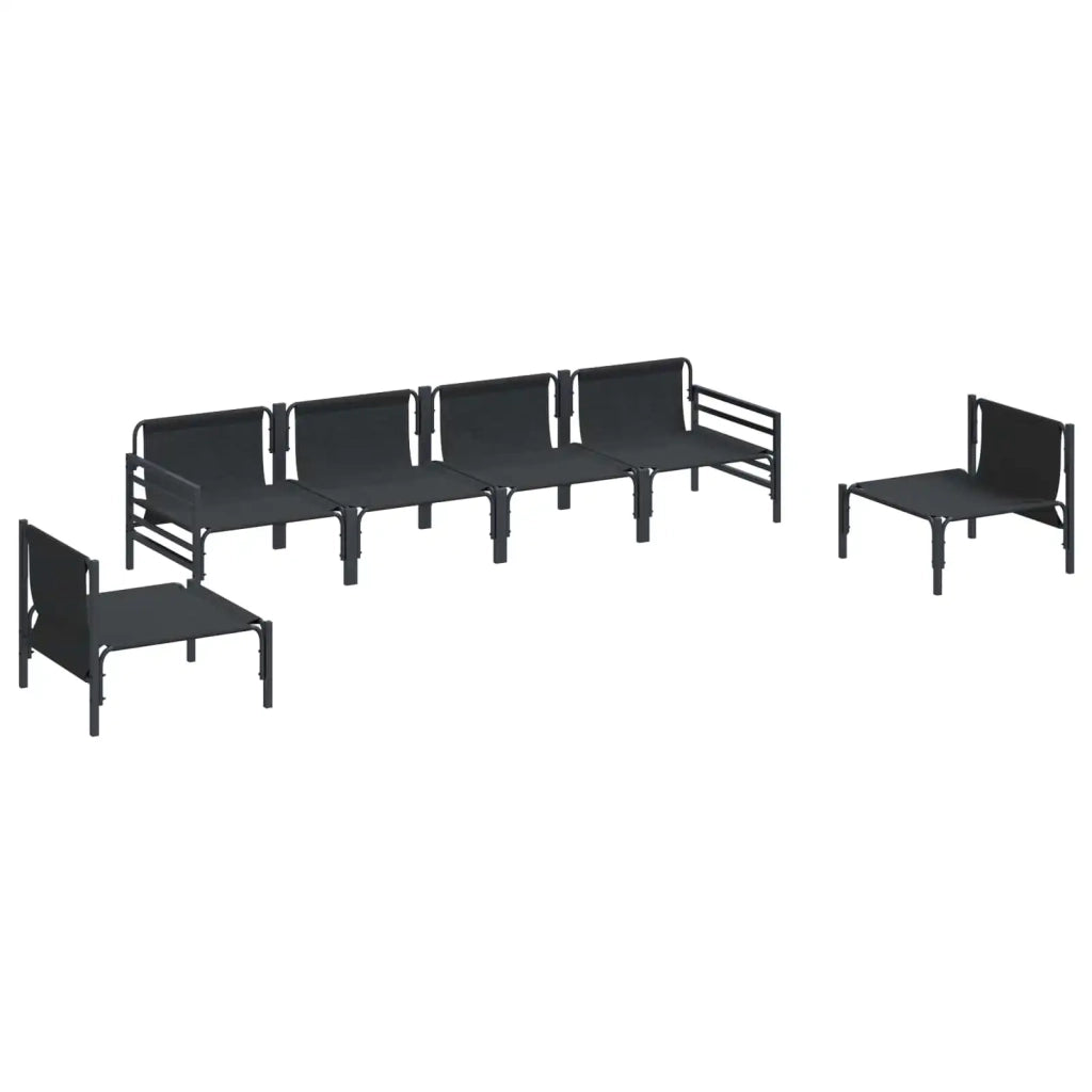 Set Divano da Giardino con cuscino 6 pcs Nero Acciaio