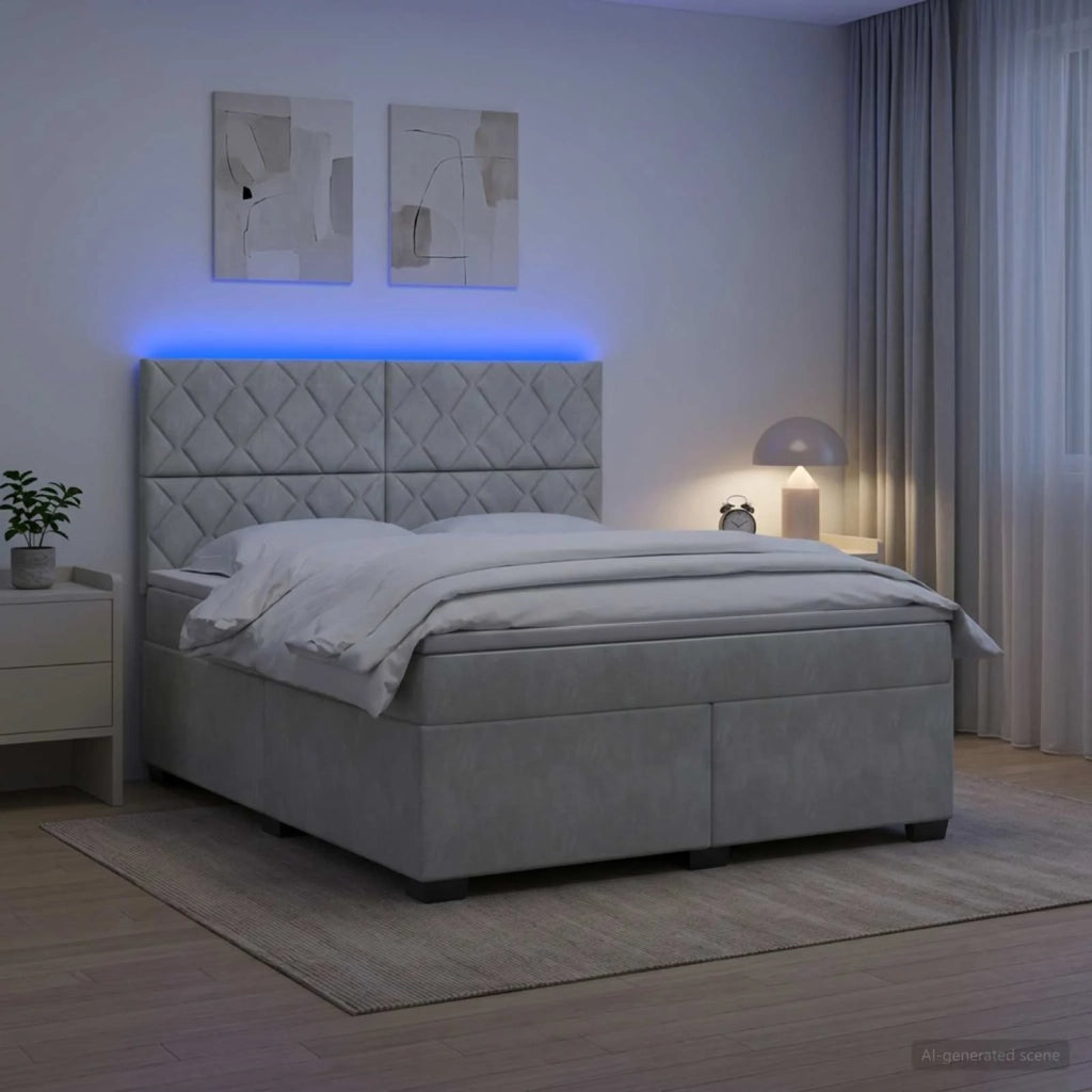 Letto box spring con materasso Grigio Chiaro 140 x 190 cm 3455108