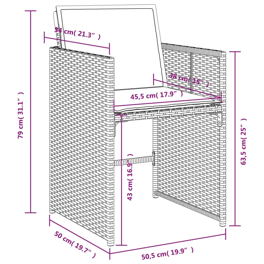 Set da Pranzo da Giardino 5 pz con Cuscini Beige in Polyrattan 3277851