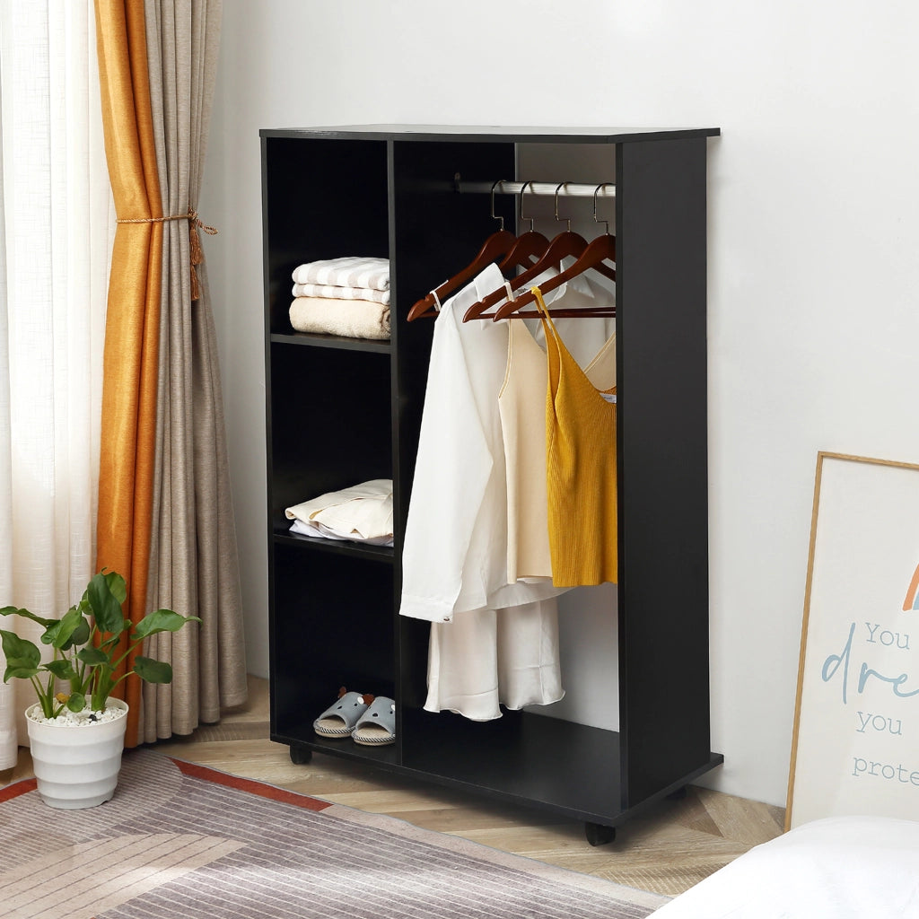 Armadio con Ruote e Appendiabiti ¨C Zephmum ¨C Nero 80x40x128 cm