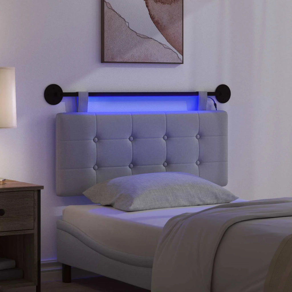 Testiera | Testata sospesa Con luce LED Grigio Chiaro Tessuto