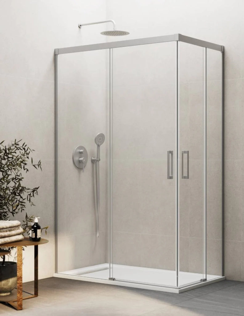 Box doccia ingresso angolare 2+2 THALASSA (BASIC) 95x80 cm Nichel vetro trasparente