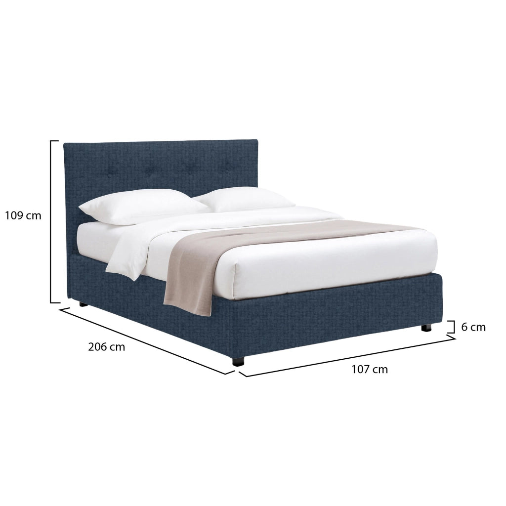 Ripon, Letto Singolo Sfoderabile Made in Italy, blu