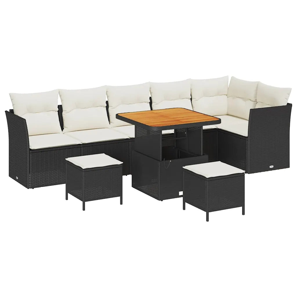 Set Divano da Giardino 9 pcs Nero polyrattan 3361500