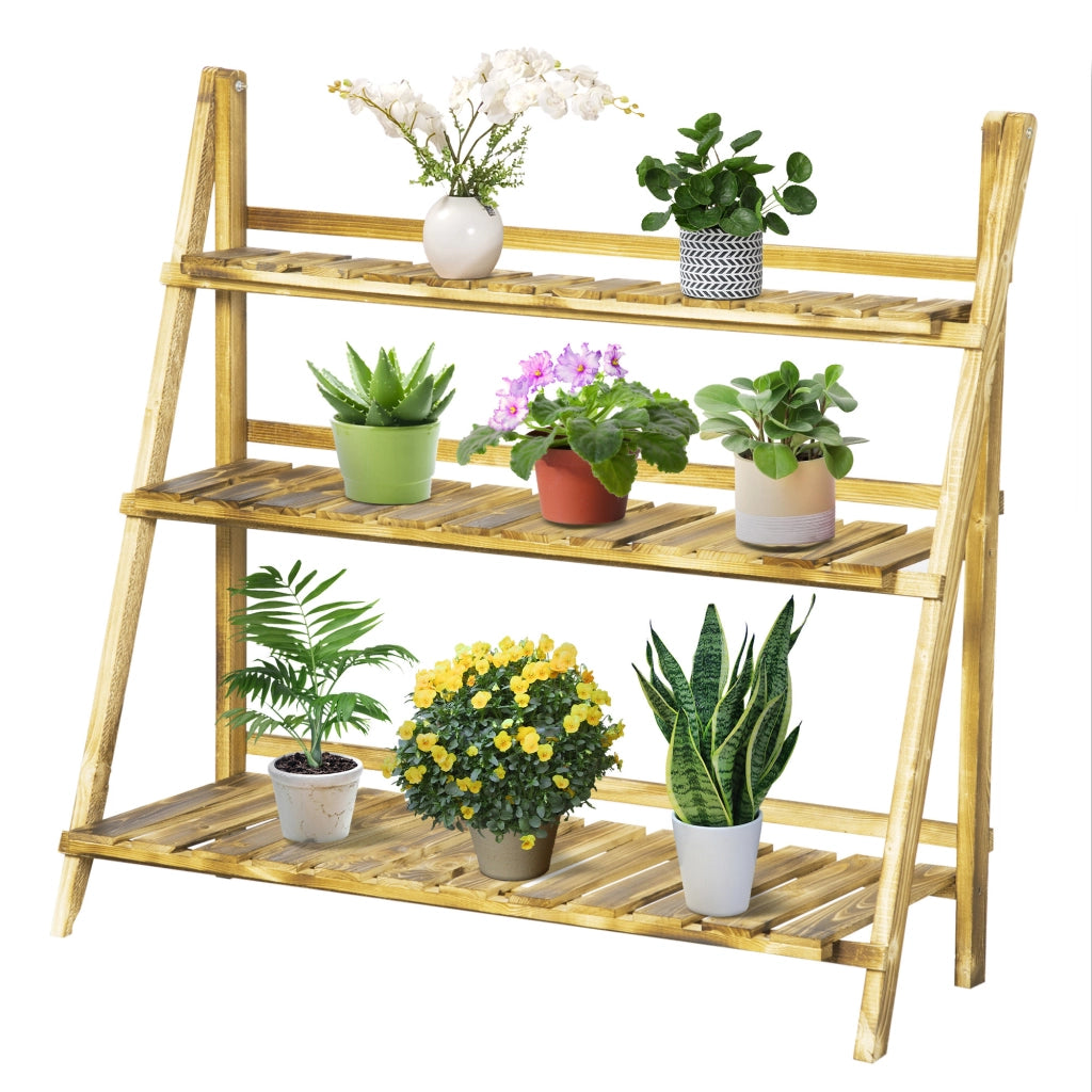 Portapiante Pieghevole 3 Livelli in Legno di Abete ¨C Minimal ¨C 100x37x93cm
