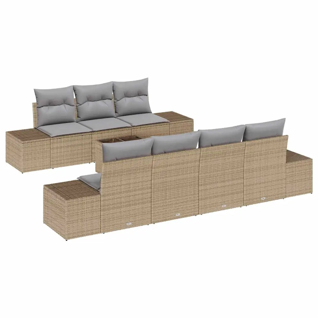 Set Divano da Giardino 8 pcs Beige e grigio polyrattan 3355639