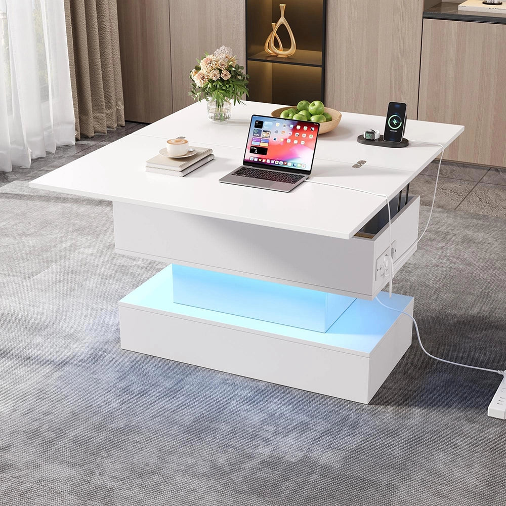 Tavolino con prese - Xylo - 100x50cm USB/USB-C regolabile