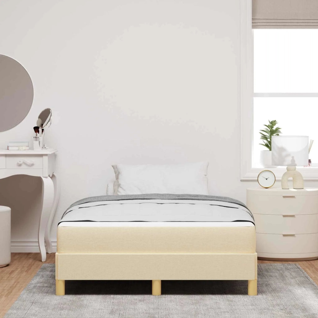 Letto a molle con materasso Crema 120 x 200 cm Tessuto