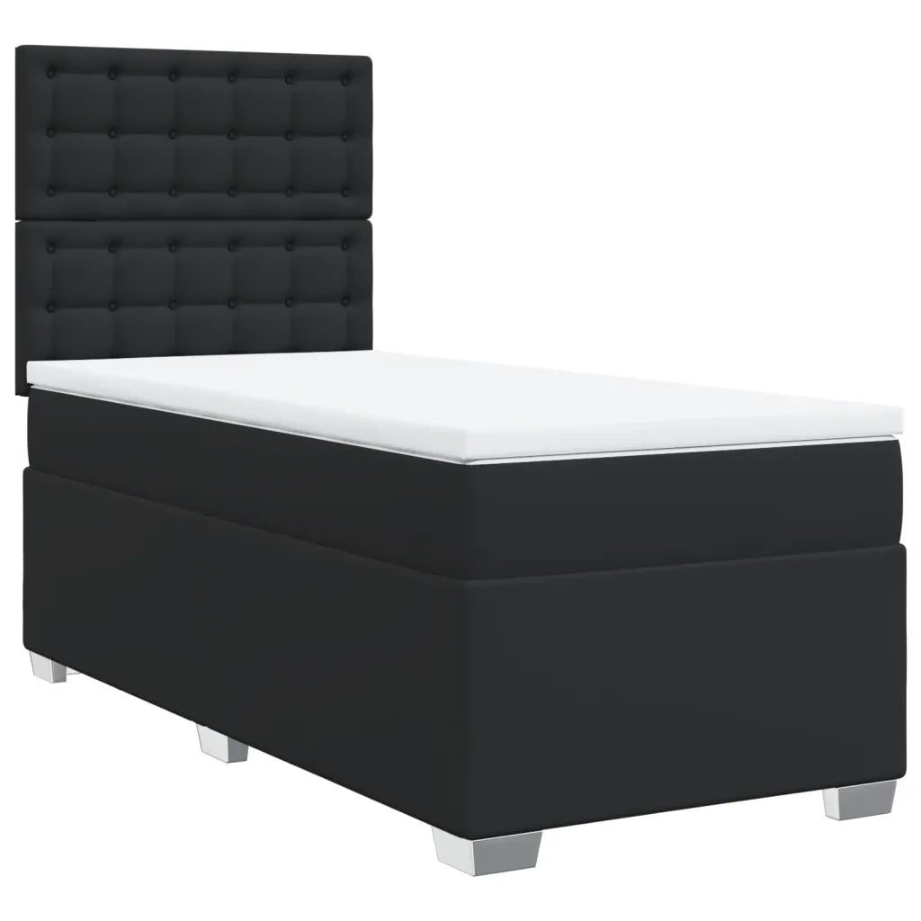 Giroletto a Molle con Materasso Nero 80x200 cm in Similpelle