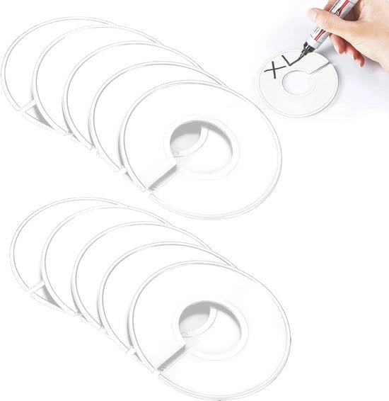 Cancello abbigliamento con misuratore - 10 pezzi - bianco - plastico