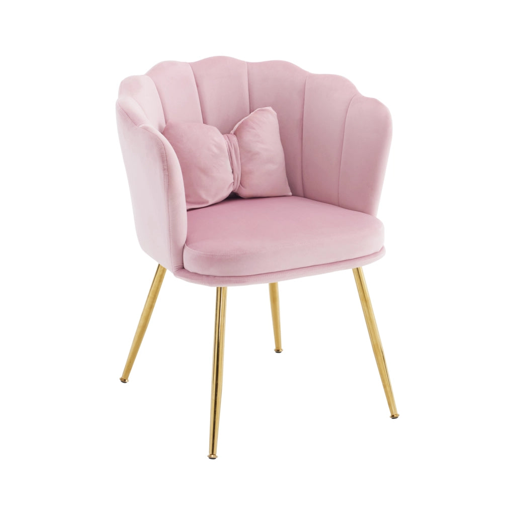 Set di 6 sedie moderne - Zephmum- Velluto, schienali a petalo, gambe dorate, cuscino farfalla