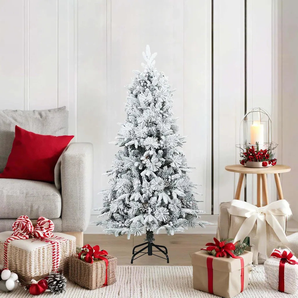 Albero di Natale Artificiale Snodato Foderato di Neve Bianco 42019306