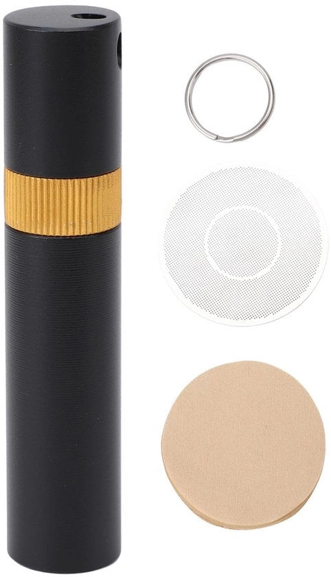 Accessorio per caffè portatile con maniglia in legno - filtro carta 100 fogli - design con appendi chiave - filtrazione efficiente
