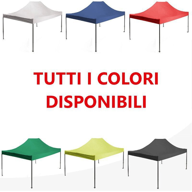 Gazebo 3x4,5 m giallo pieghevole portatile estendibile richiudibile estensibile acciaio SENZA laterali per fiere eventi stand chiosco tenda tendone mercato mercatino  