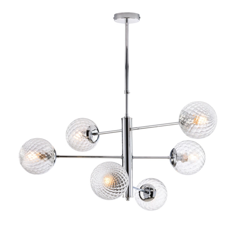 Demetra Sospensione in ferro cromo lucido 6 luci X 97 Ø73 BL279-6-CR