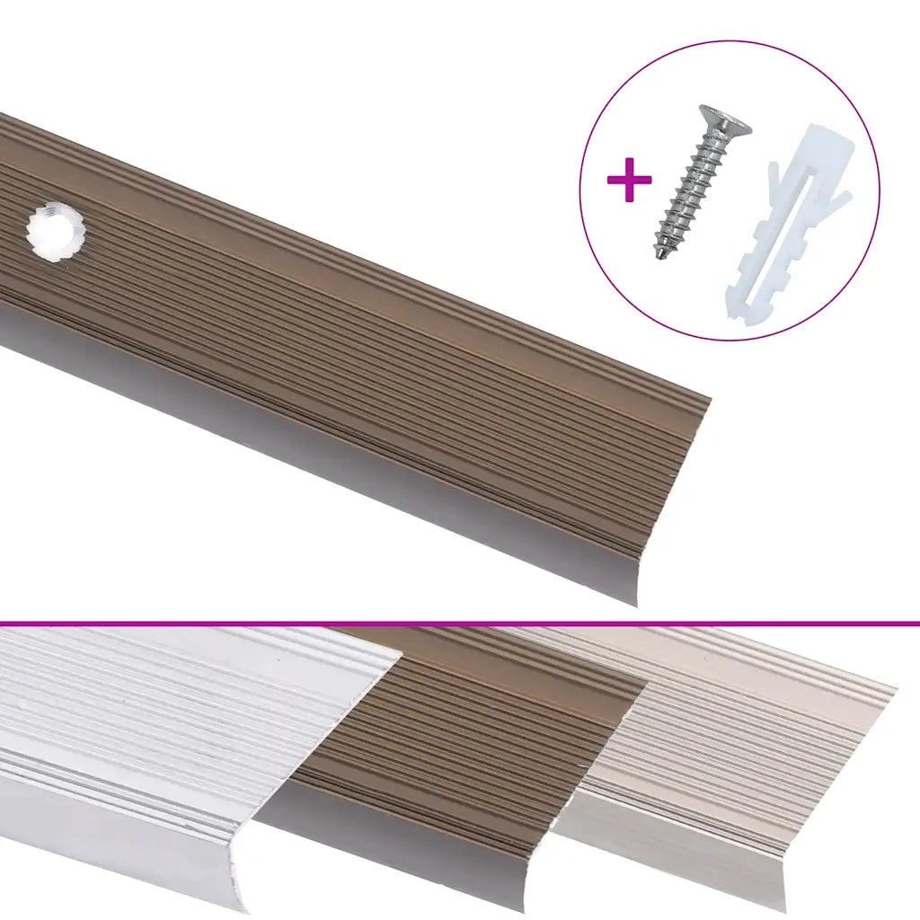 Profili a L per Gradini 15 pz in Alluminio 90 cm Marrone CFW3313546