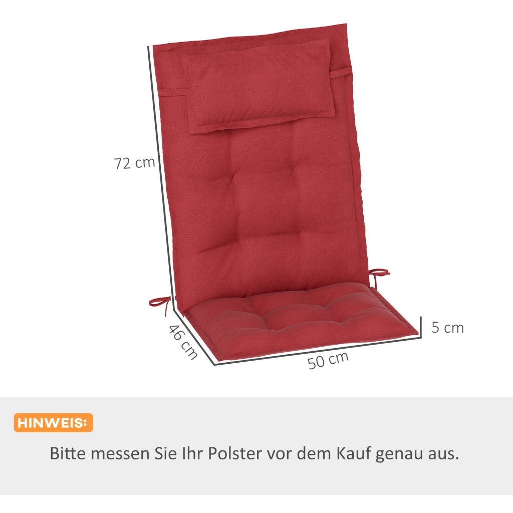 Set Cuscini per Lettino Sole Polipropilene ¨C Minimal ¨C 50x116x5 cm, Rosso Bordo