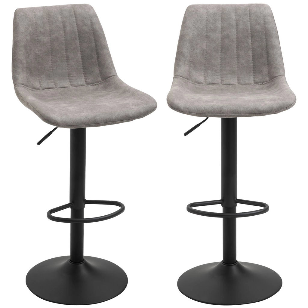 SET 2 SGABELLI DA BAR CON SCHIENALE E ALTEZZA REGOLABILE INDUSTRIAL GRIGIO