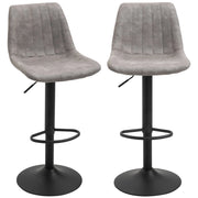 SET 2 SGABELLI DA BAR CON SCHIENALE E ALTEZZA REGOLABILE INDUSTRIAL GRIGIO