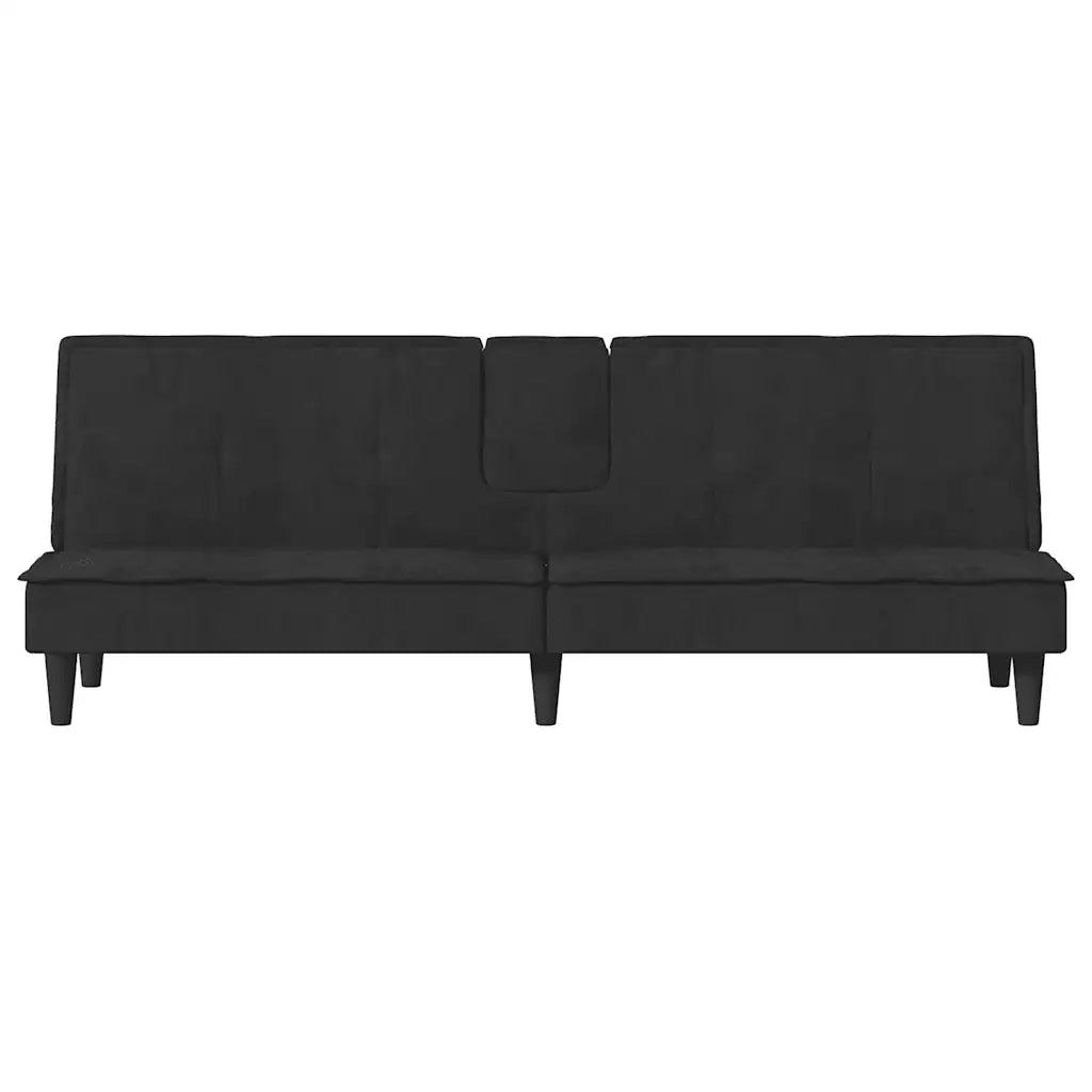 Divano Letto con Portabicchieri-Sofa Letto-Daybed in Velluto Nero