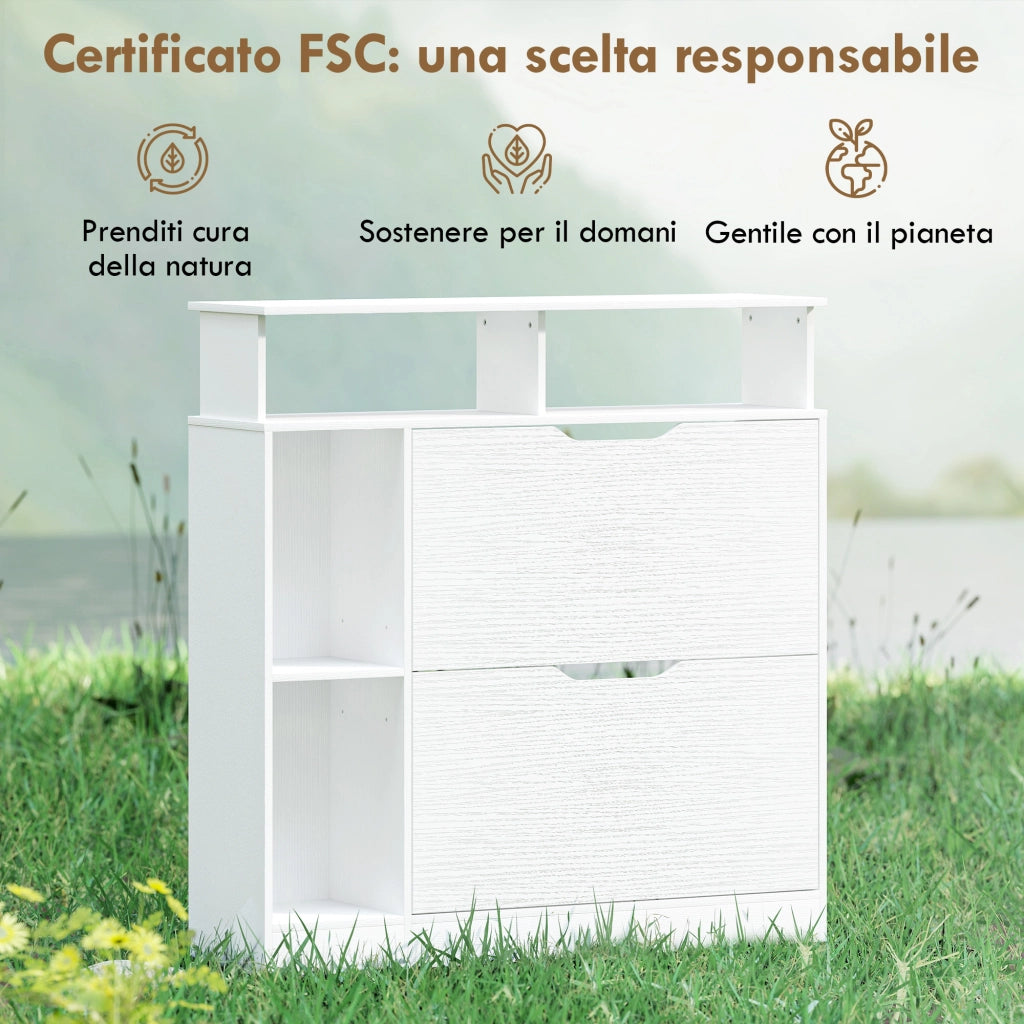 Scarpiera con Divisori Regolabili ¨C Minimal ¨C Bianco