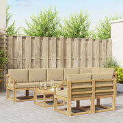 Set di divani da esterno 9 pz Bianco e Beige Poliestere 3387857