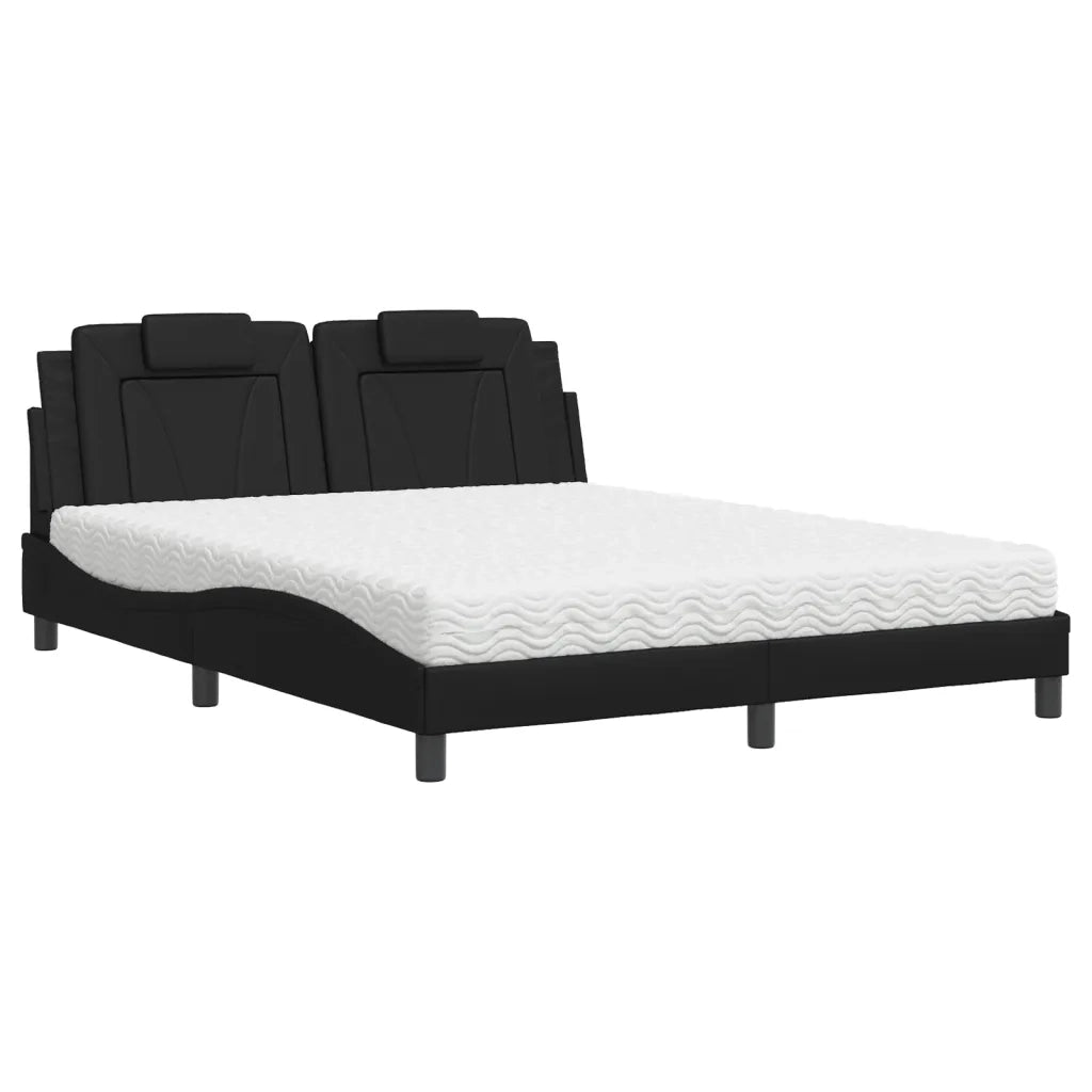 Letto Viana con Materasso Nero 160x200 cm in Similpelle