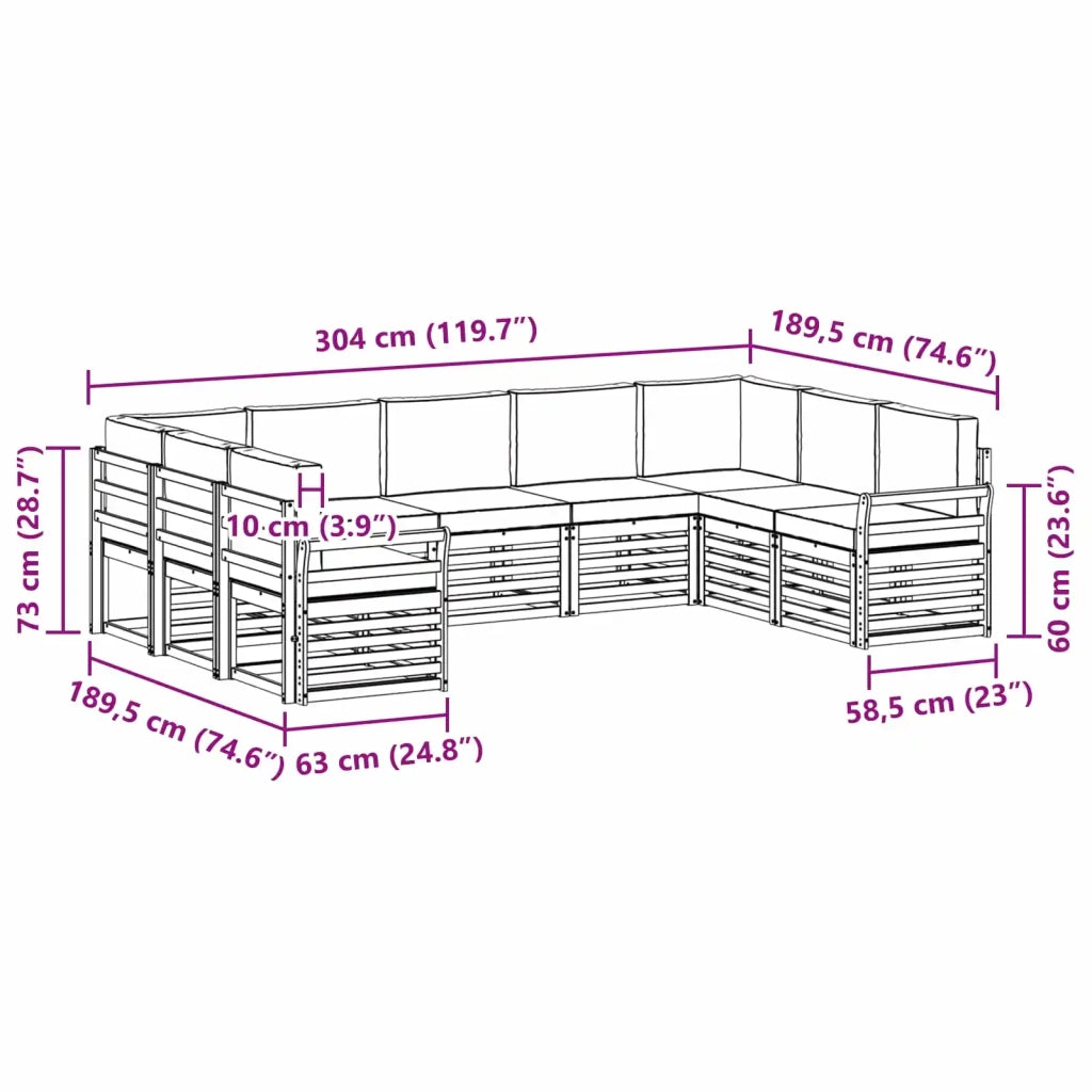 Set divani Legno di Acacia Massello 3392508