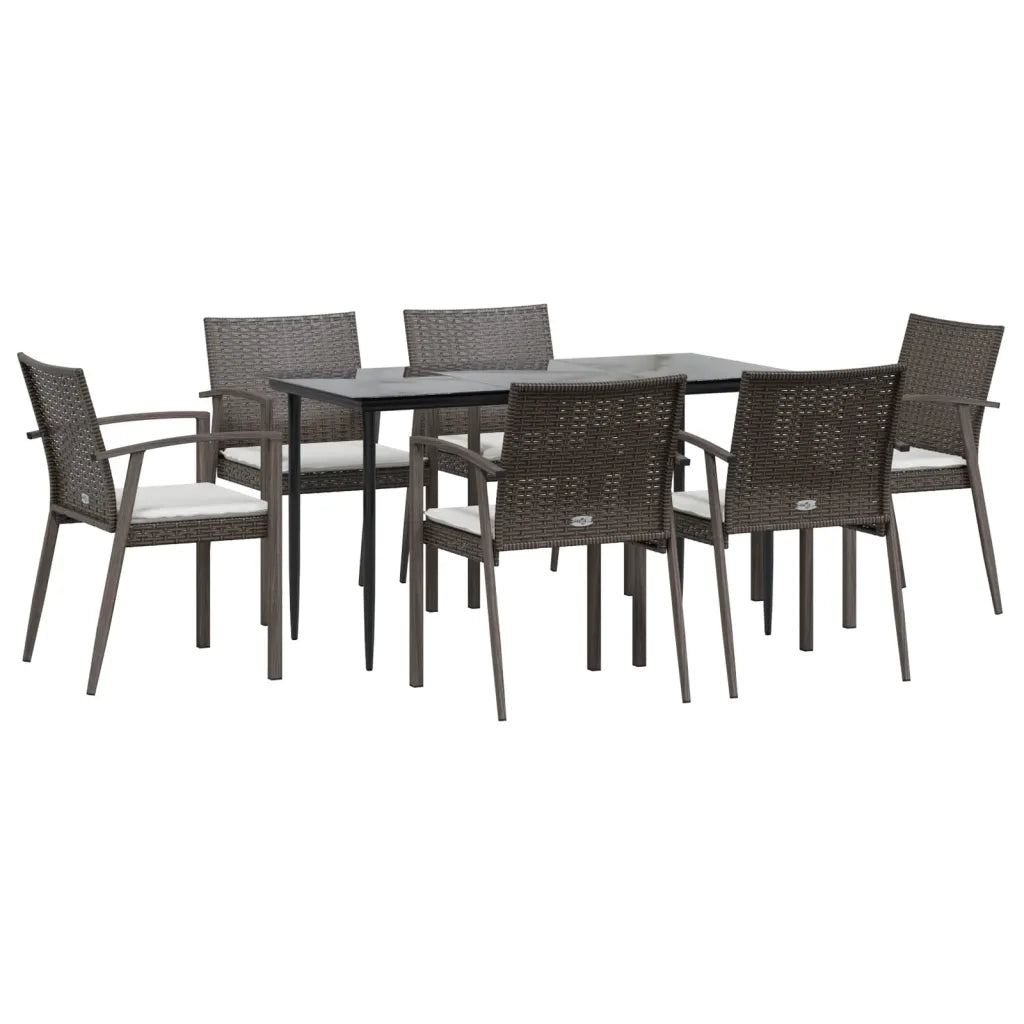 Set Pranzo da Giardino 7 pz con Cuscini in Polyrattan e Acciaio 3186974